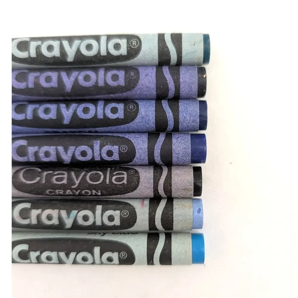 Lot of Crayola Crayons Discontinued Binney Smith Blue Shades New and Used Vtg